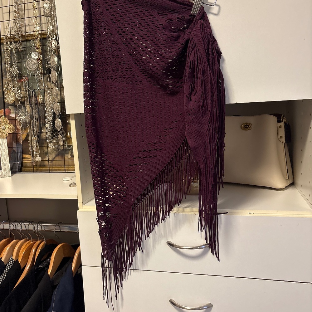 Ladies crochet Plum Tie  Sarong